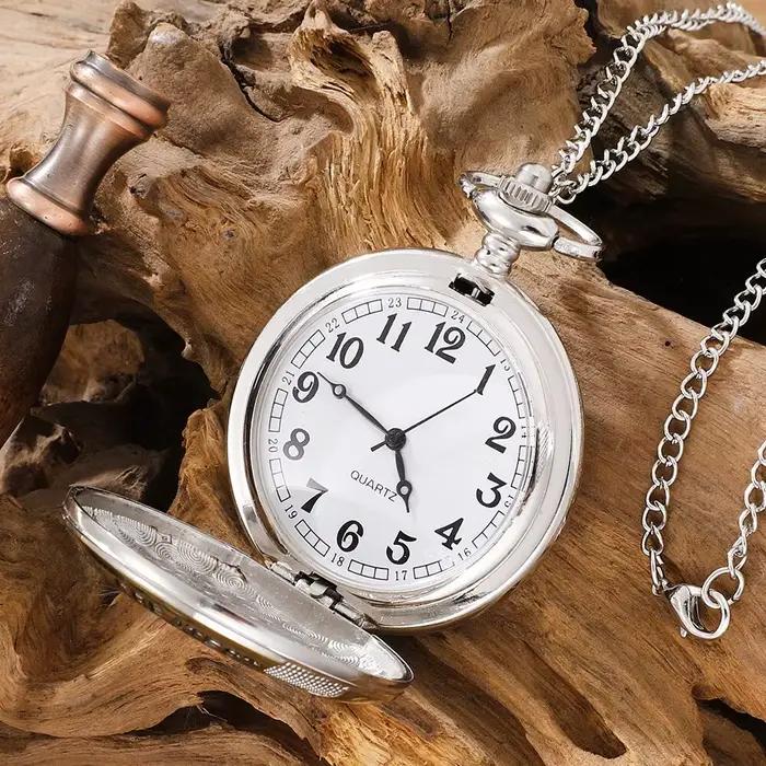Montre de poche vintage à quartz en alliage argenté pour homme et femme occasions spéciales cadeau de luxe