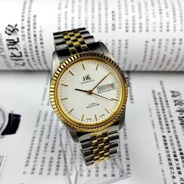 Shanghai montre mécanique manuelle pour hommes montre-bracelet à vent manuel horloge Vintage homme d'affaires cadran noir cuir Orologio mâle Reloj