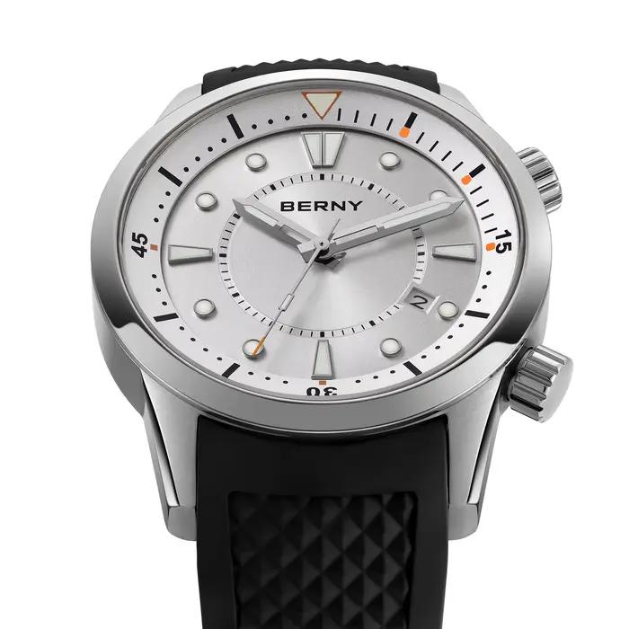 BERNY montre de plongée automatique pour hommes 200M étanche Miyota 8215 saphir AR enduit Silicone sport natation