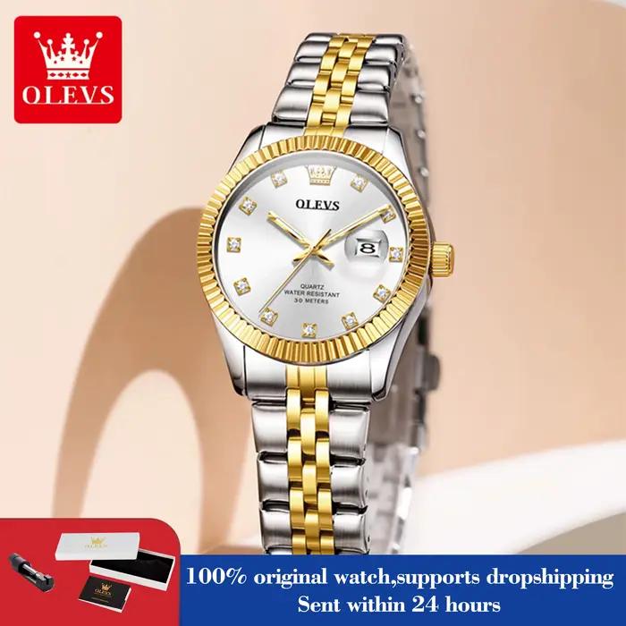 Montre pour femmes OLEVS 3705 haute dureté miroir diamant échelle luxe quartz résistante à l'eau bracelet en acier inoxydable pour diverses occasions