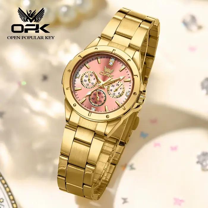 OPK 6001 montres pour femmes solide en acier inoxydable élégant cadran rose marque de luxe dames