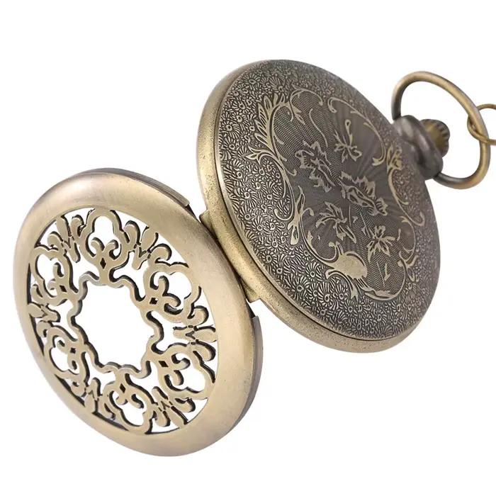 Montre de poche classique avec boîtier à fleurs creuses