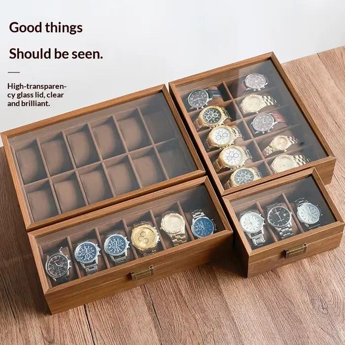 Boîte de rangement pour montres en bois de noyer noir