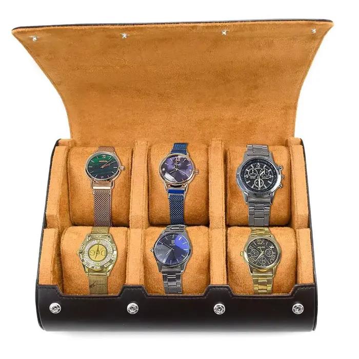 Boîte de présentation en cuir pour collection de montres mécaniques avec coussinets amovibles pour rangement anti-poussière 6 places à offrir pour homme ou femme occasions spéciales