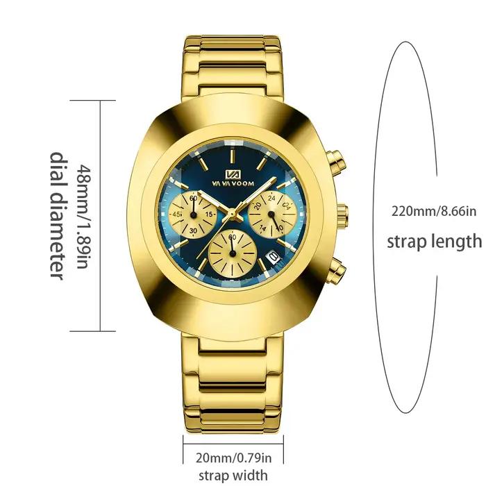 Montre homme VA VA VOOM multifonctionnelle bracelet acier inoxydable cadran ovale sport luxe multifonction quartz certifiée CE