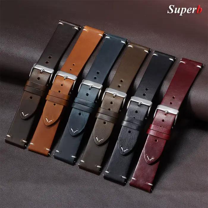 Bracelet de montre Vintage en cuir de cire d'huile