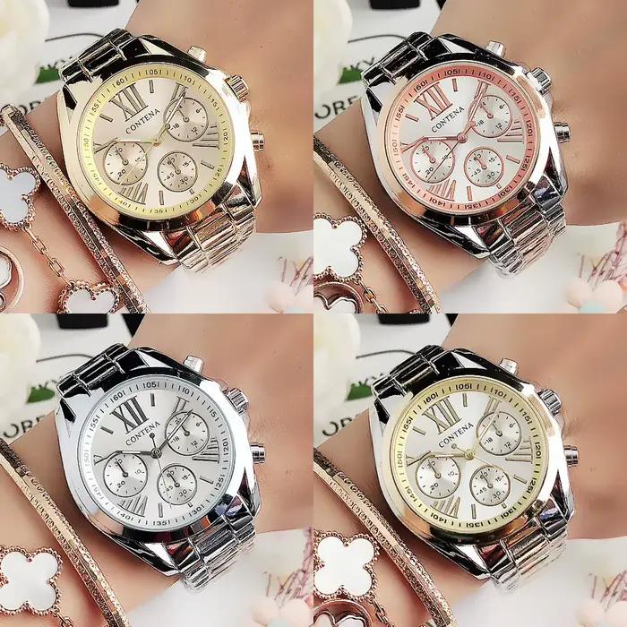 Genève-Montre de luxe en acier inoxydable pour femme
