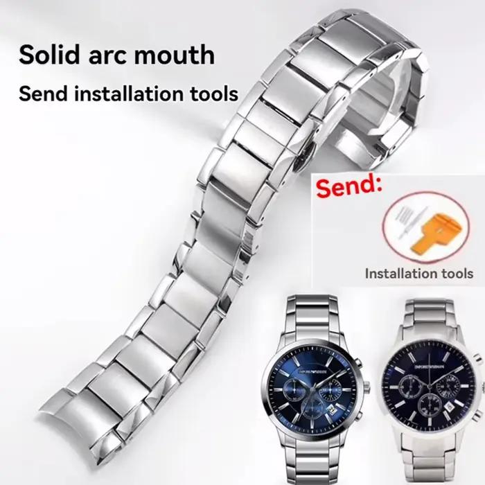 Bracelet en acier inoxydable massif à extrémité incurvée de 22mm