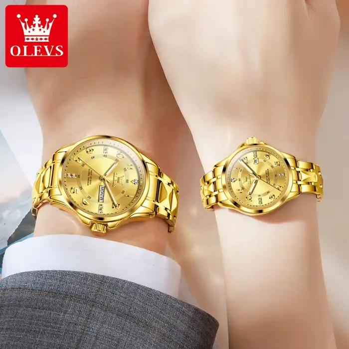 OLEVS marque de luxe Couple montre classiques double calendrier montre-bracelet pour hommes et femmes étanche amoureux