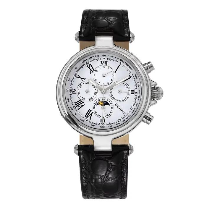 Montre automatique homme BERNY avec mouvement automatique à remontage automatique et bracelet en cuir pour occasions sportives et élégantes