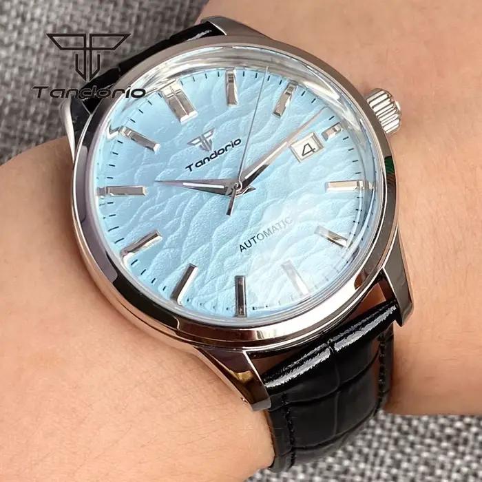 Montre Tandorio Double Dôme Saphir NH35 Mécanique Hommes Plongeur Occasions Spéciales Elégante Robuste Quartz Argent Brun Or Rouge
