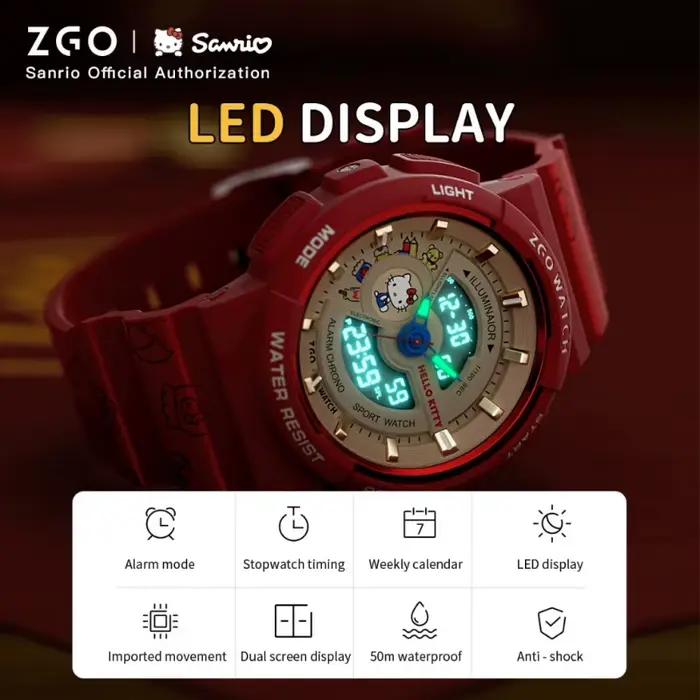 ZGO Sanrio Hello Kitty montre numérique pour femme multifonctionnelle sportive étanche