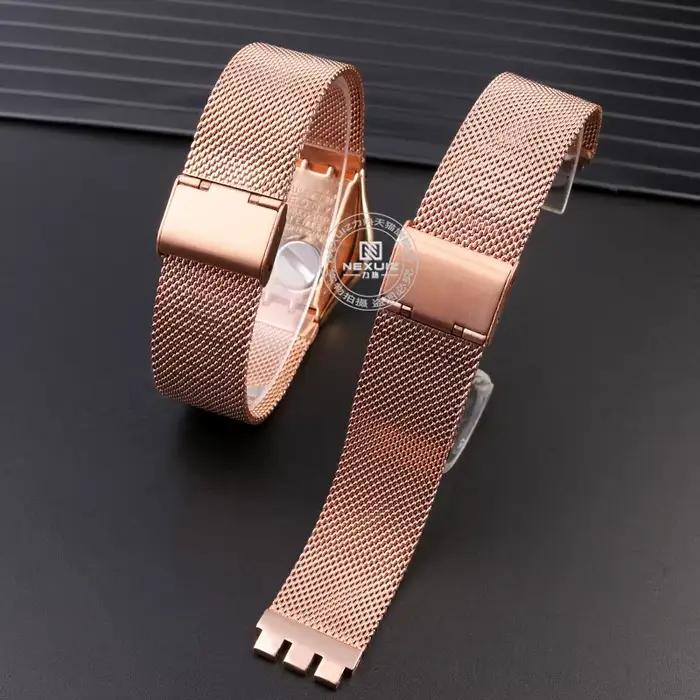 Pour Swatch bracelet en acier de précision IRONY YGS749 hommes femmes bouche Concave chaîne de montre en métal Milan