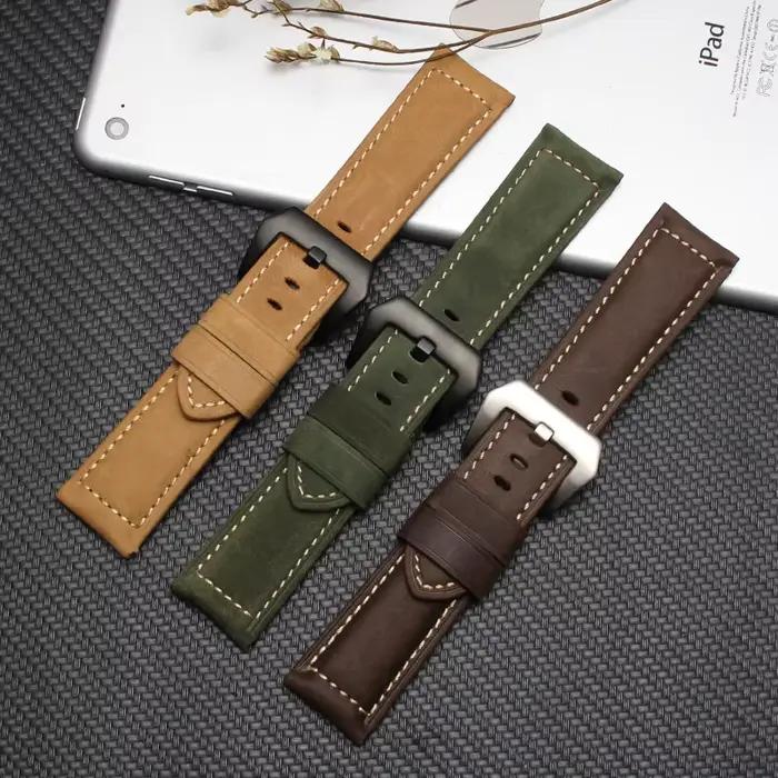 Bracelet de montre en cuir véritable pour Panerai Luminor Radiomir 20mm 22mm 24mm