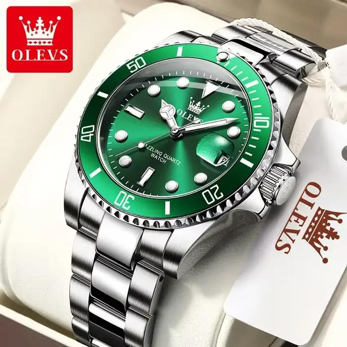 Montre OLEVS 5885 en acier inoxydable avec fonction GPS pour hommes, résistante à l'eau, mains lumineuses, bracelet en acier inoxydable, mouvement à quartz, pour sportifs et amoureux de la mode