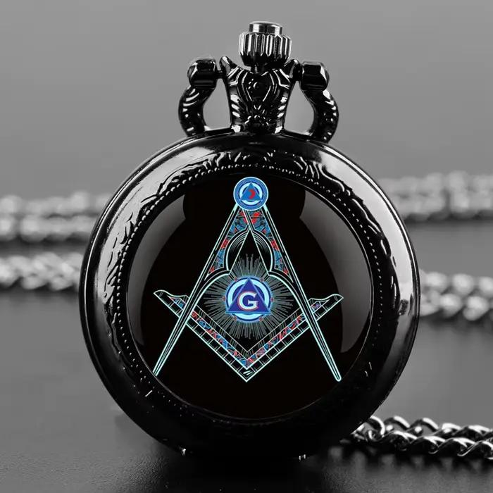 Montre de poche à quartz vintage Freemason Masonic Lodge Mason G