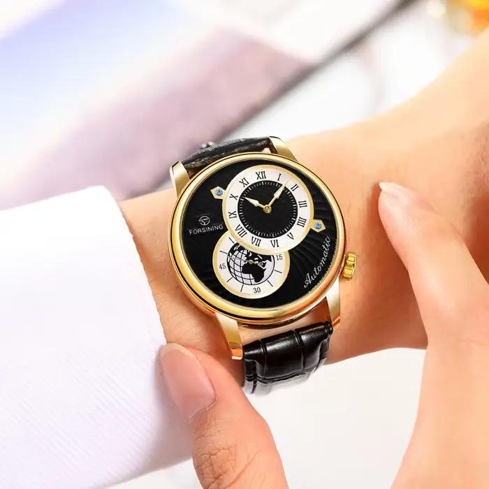 Nouvelle mode Sport course Design or noir hommes montres haut de gamme de luxe mâle automatique mécanique