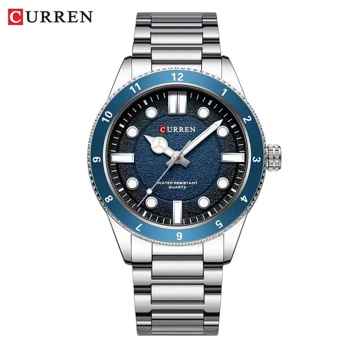CURREN 8450 montre à Quartz pour hommes affaires bleu vert horloge affichage analogique bracelet en acier inoxydable montres pour homme