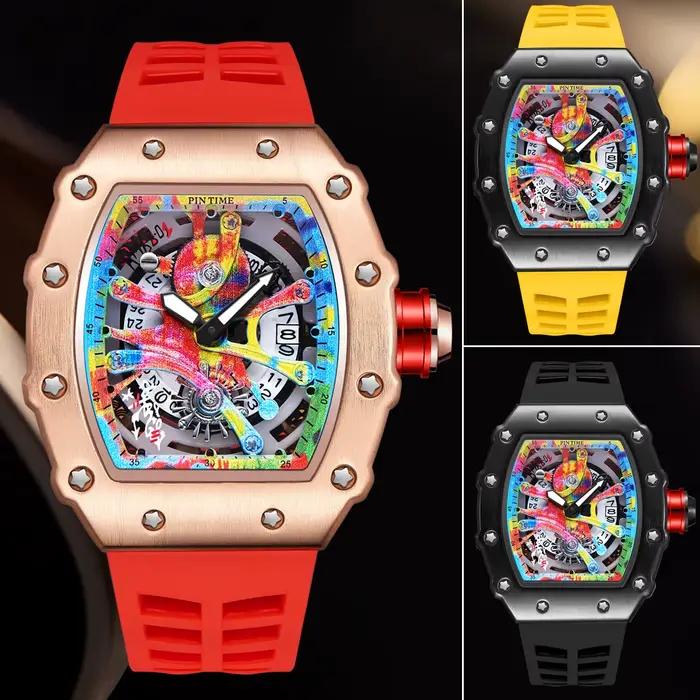 Montre de luxe pour hommes Tonneau mode