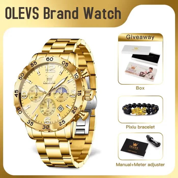 OLEVS 3678 montre pour hommes Original en acier inoxydable