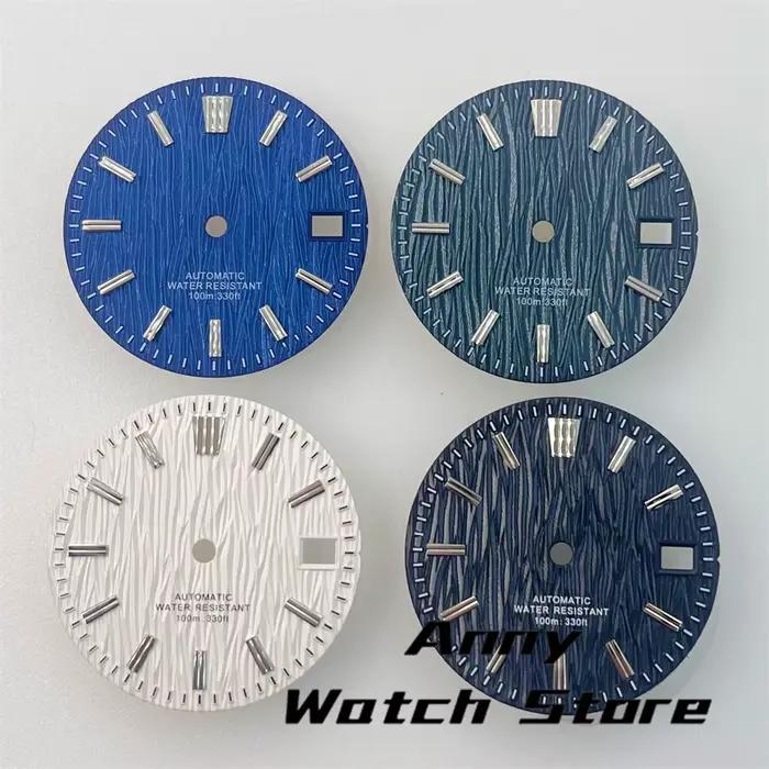 Cadran de montre en texture de bouleau de 29 mm en bleu