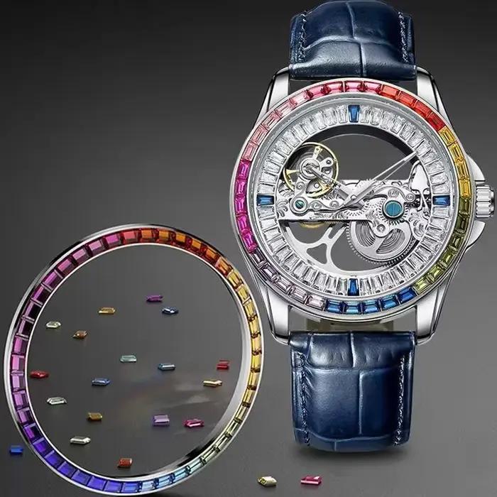 Montre Daniel Gorman de Luxe pour Hommes avec Diamants Colorés Nouvelle Collection Montres Mécaniques Ajourées Style Hip-Hop Bling Pour Soirées