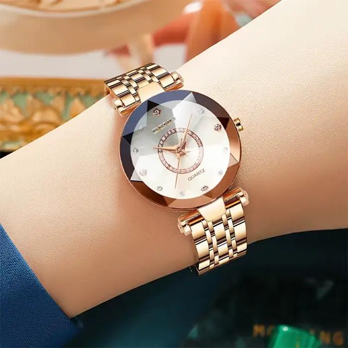 SENO Ocean Star femmes montre en cristal 2025 Top marque de luxe en or Rose