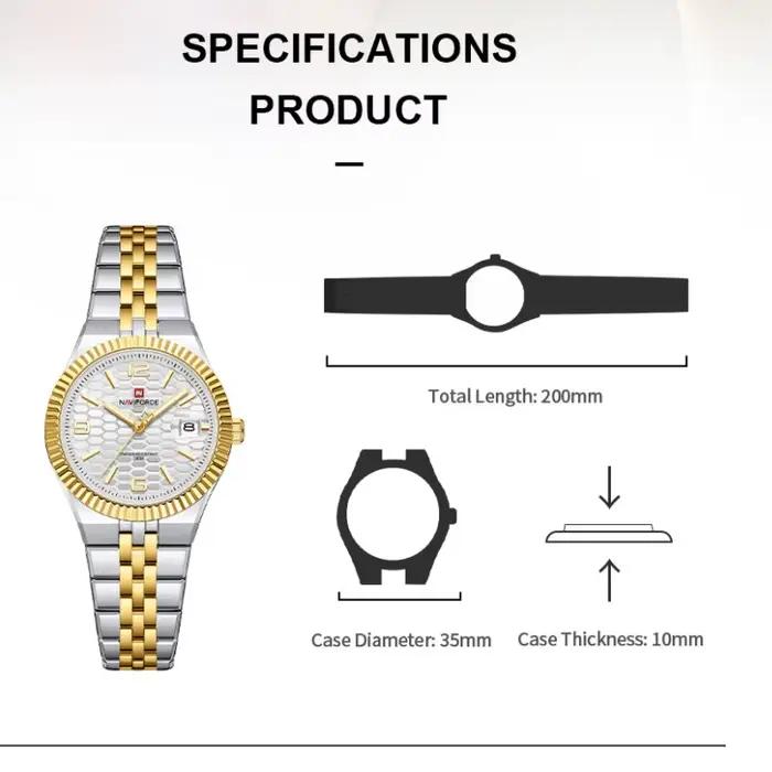 NAVIFORCE Nouvelle Montre Femme de Haute Qualité Étanche à Quartz pour Dames