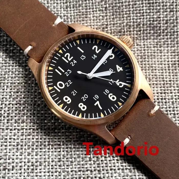 Montre automatique pour homme Tandorio Japan NH35A PT5000 en bronze massif CuSn8