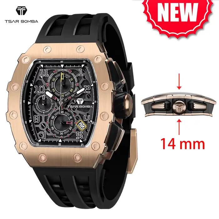 Montre TSAR BOMBA TB8204 Luxe Chronographe Stylish Hommes Occasions Spéciales Quartz Résistante à l'Eau