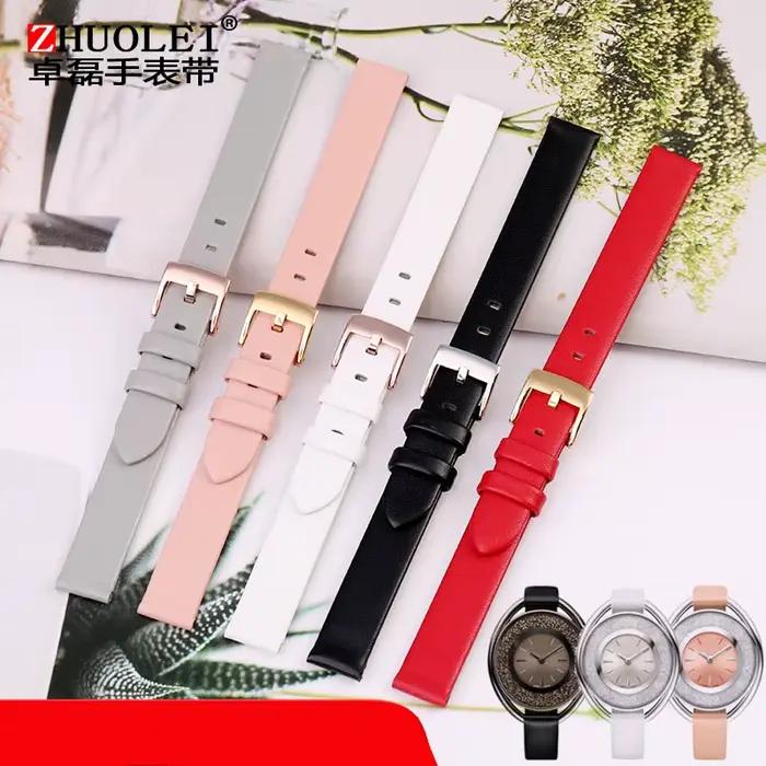 Bracelet de montre en cuir de vache souple pour femmes Swarovski 5158517 / 5158544 / 5158972 Broche