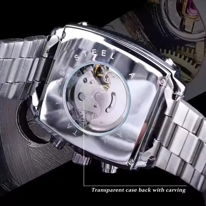 Montre mécanique automatique vintage pour homme avec cadran carré unique