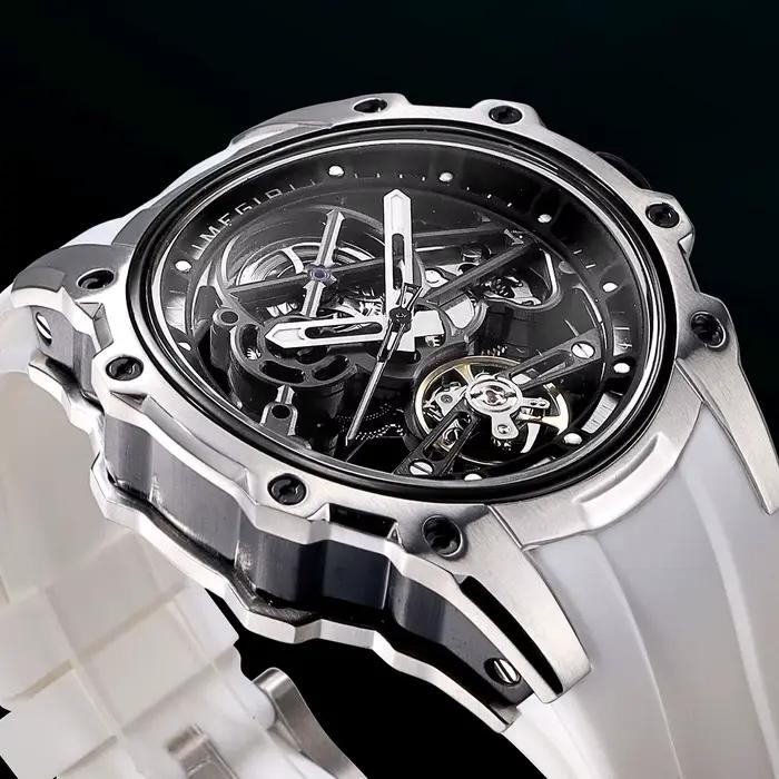 MEGIR montre de Sport mécanique automatique pour hommes mode montre-bracelet lumineuse étanche avec bracelet en Silicone cadran squelette 2243