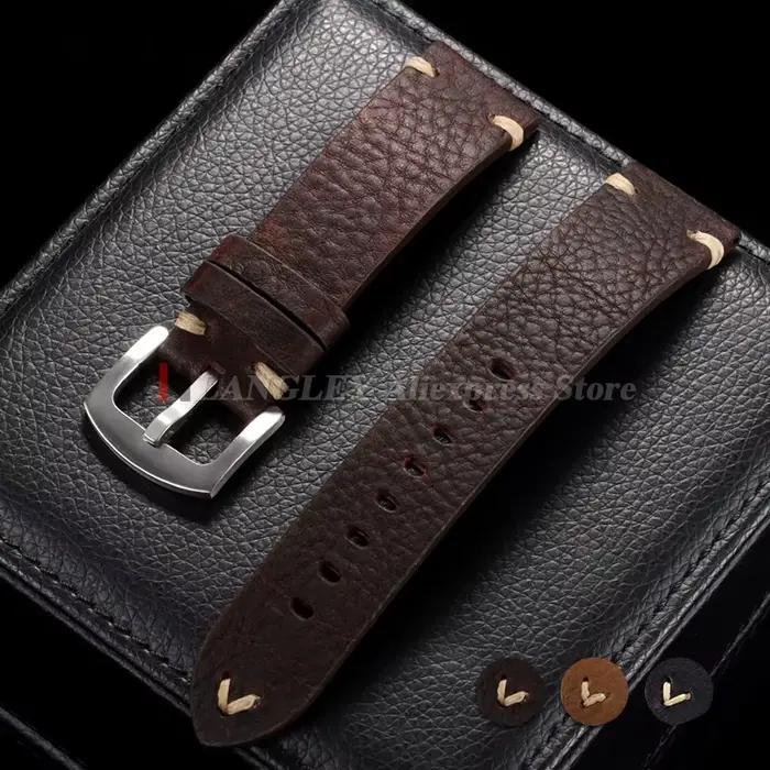 Bracelet de montre en cuir véritable fait à la main