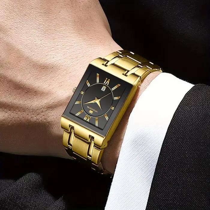 VA VA VOOM-Montre-bracelet carrée en acier inoxydable pour homme