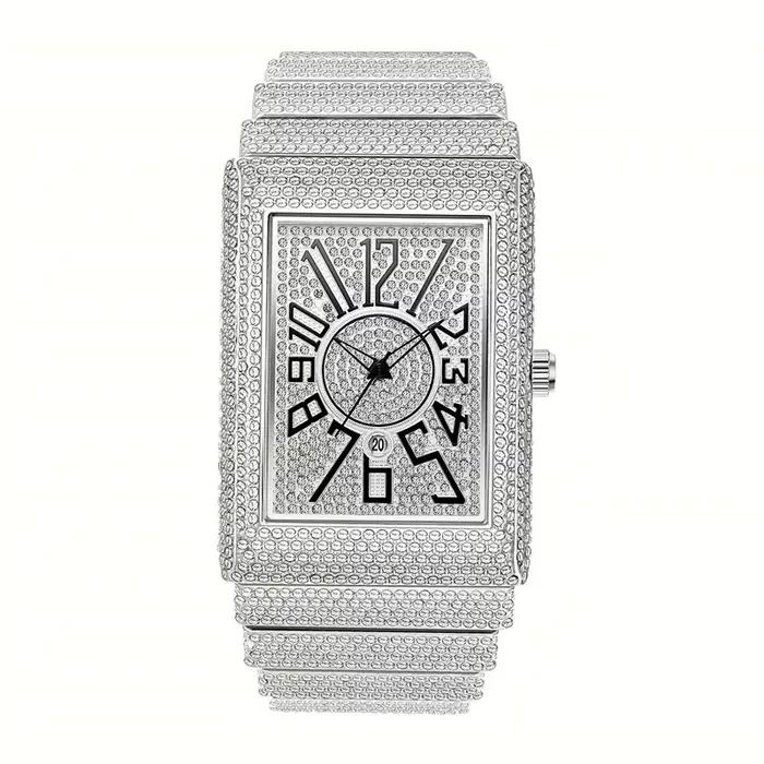 Montre en alliage doré avec calendrier complet et style Hip Hop pour homme occasions spéciales