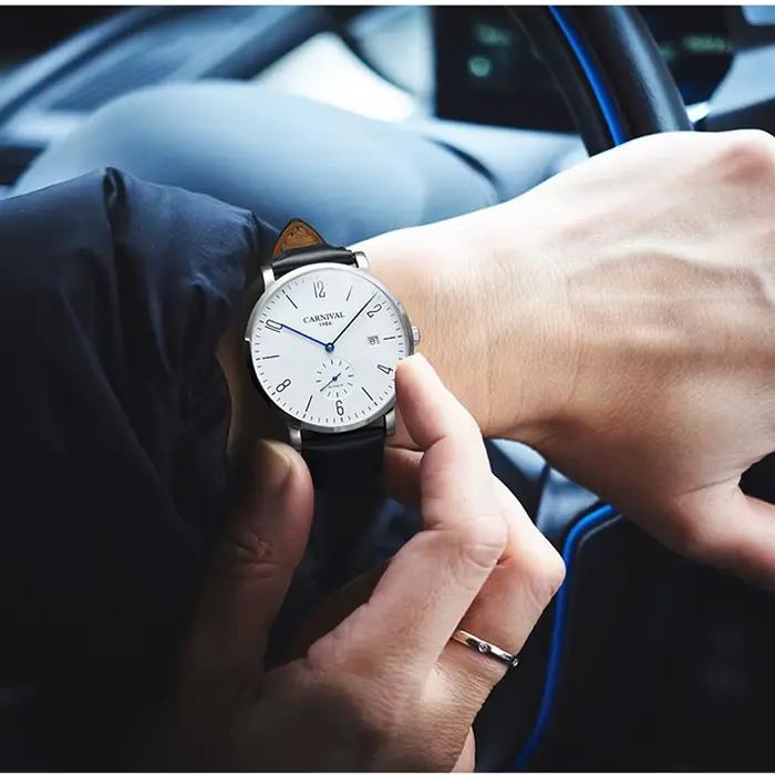 CARNIVAL marque mode affaires montres pour hommes de luxe automatique