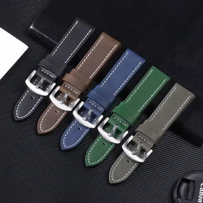 Bracelet de montre en cuir véritable pour poignet Rolex pour Omega 18mm 20mm 22mm 24mm
