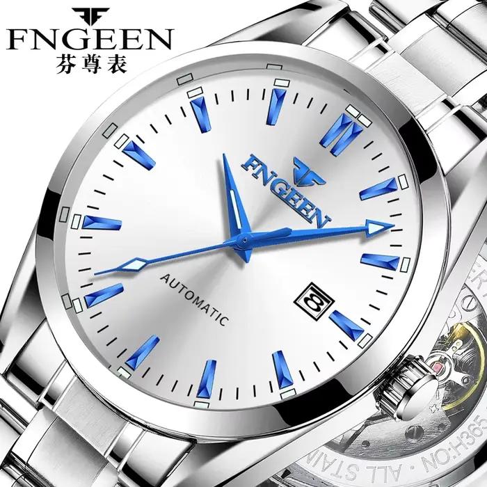 FNGEEN luxe hommes montres montre-bracelet Date haute qualité étanche automatique creux mécanique