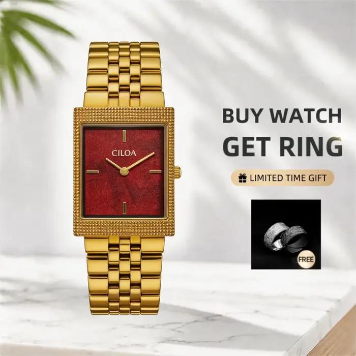 Montre carrée rouge vintage CILOA pour homme