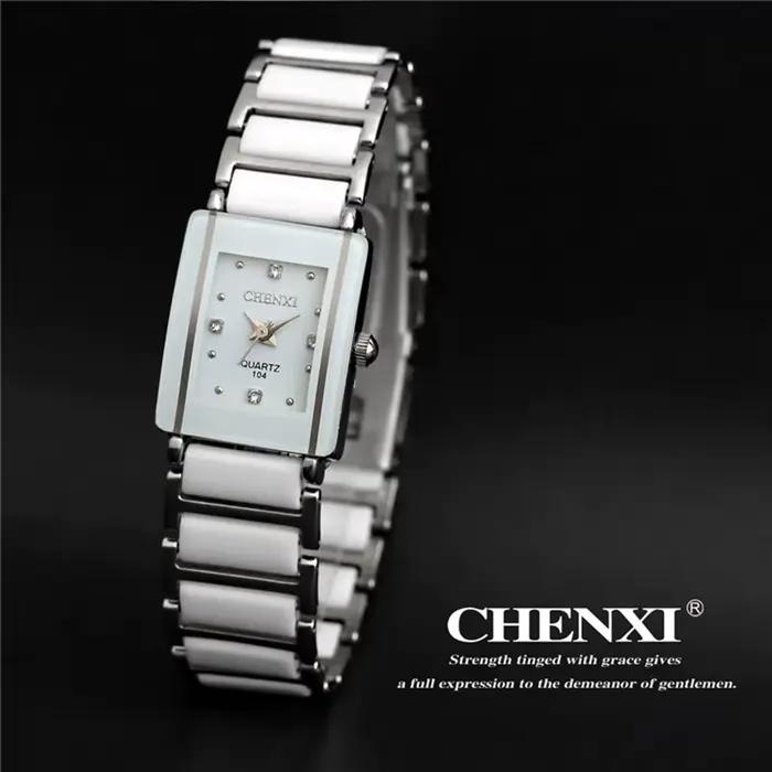 Mode Chenxi marque dame montre élégante céramique noire Simple minimalisme petit étroit Quartz décontracté femme strass montre-bracelet