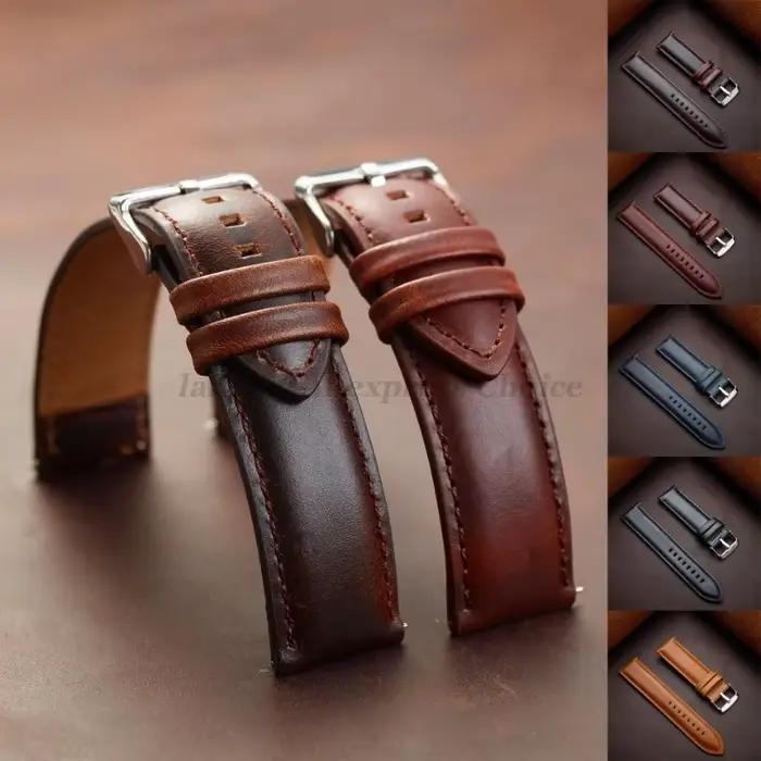 Bracelet de montre en cuir véritable à dégagement rapide