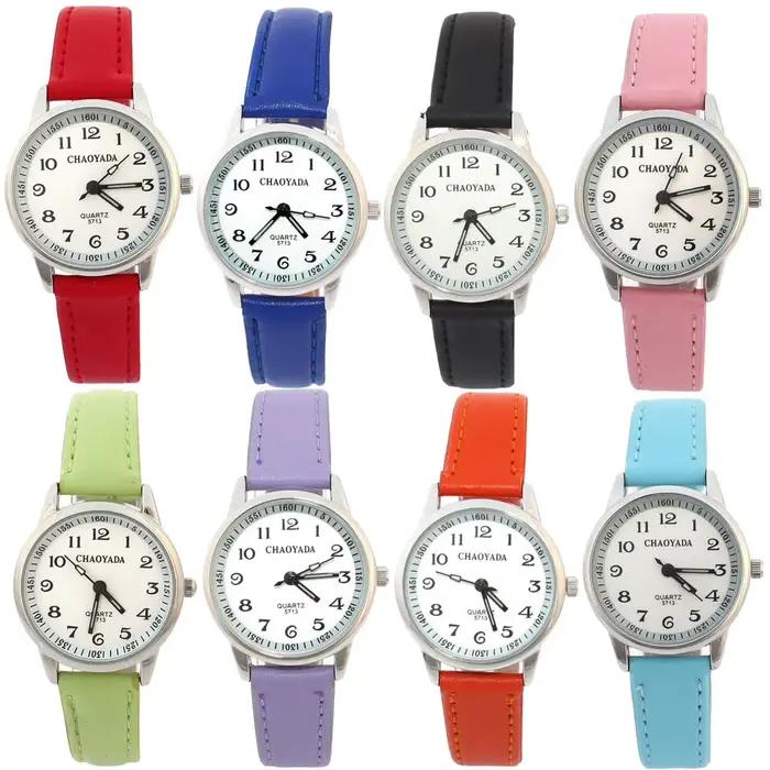 Montre enfant Chaoyada bracelet en cuir décontractée pour filles apprentissage de l'heure montre-bracelet fashion casual pour étudiants occasions spéciales cadeau tendance