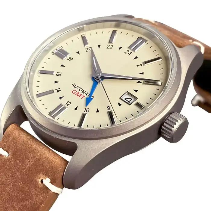 Tandorio Diver montre pilote en titane élégance NH34AA GMT