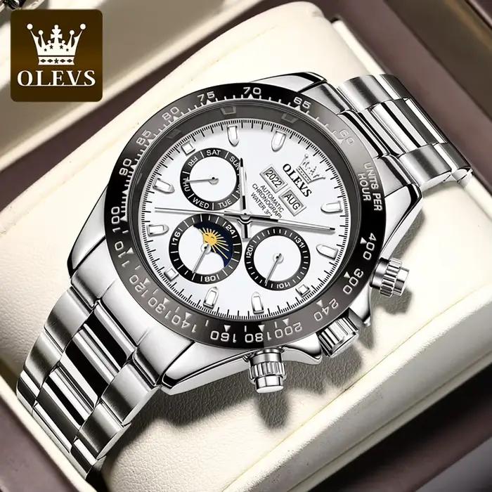 OLEVS 6654 montres pour hommes de marque supérieure montre mécanique automatique de mode classique pour homme calendrier complet Phase de lune étanche
