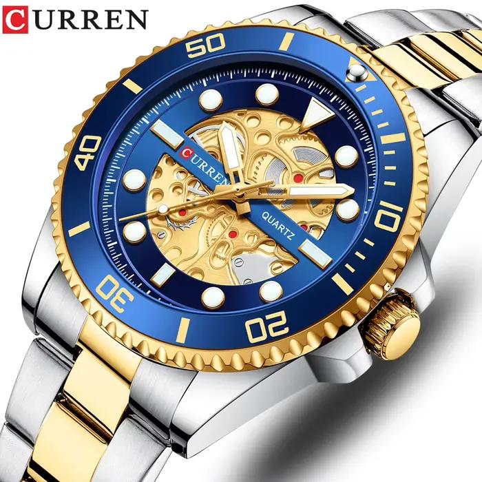 CURREN montres imité conception mécanique horloge à Quartz hommes bracelet en acier inoxydable