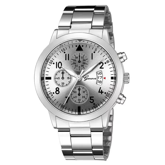 Genève-Montre à quartz en acier inoxydable pour homme