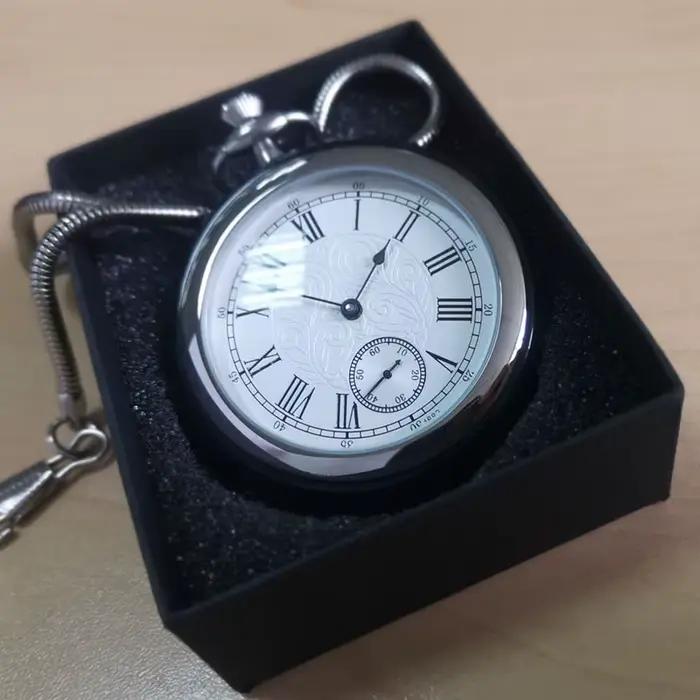 VIGOROSO montre de poche mécanique de luxe de haute qualité Jade et boîte en acier inoxydable