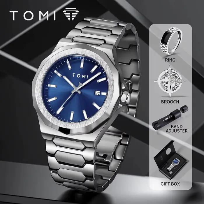 TOMI montre pour hommes d'affaires de luxe coffret cadeau boîtier en or Rose de haute qualité