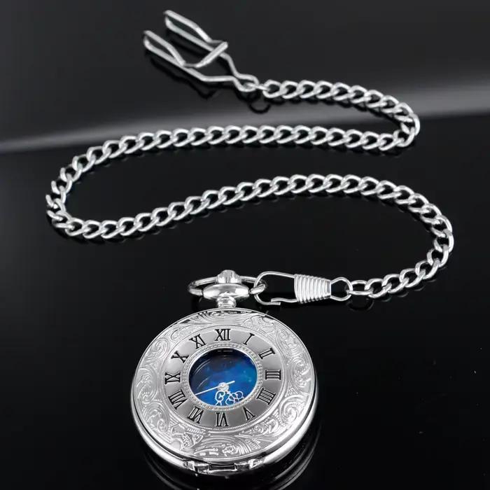 JOMen-Montre de Poche à Quartz Vintage en Argent